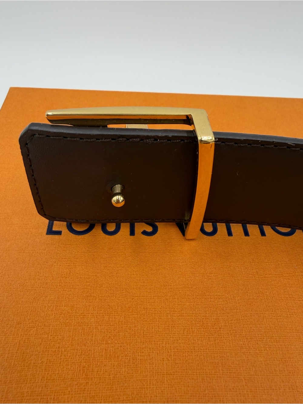 Louis Vuitton Initiales Monogram Reversible Canvas Belt Gold LV Buckle 80/32 - Picture 5 of 12